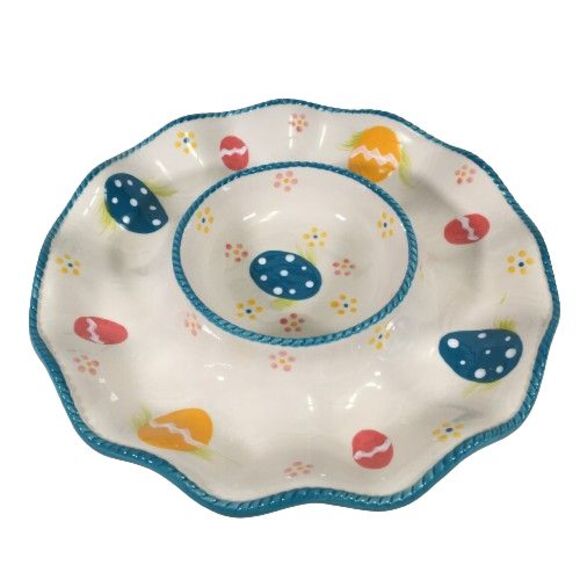 Temp-tations Old World Easter Chip Dip Vegetable Serving Plate Platter Tray Eggs - Picture 1 of 10